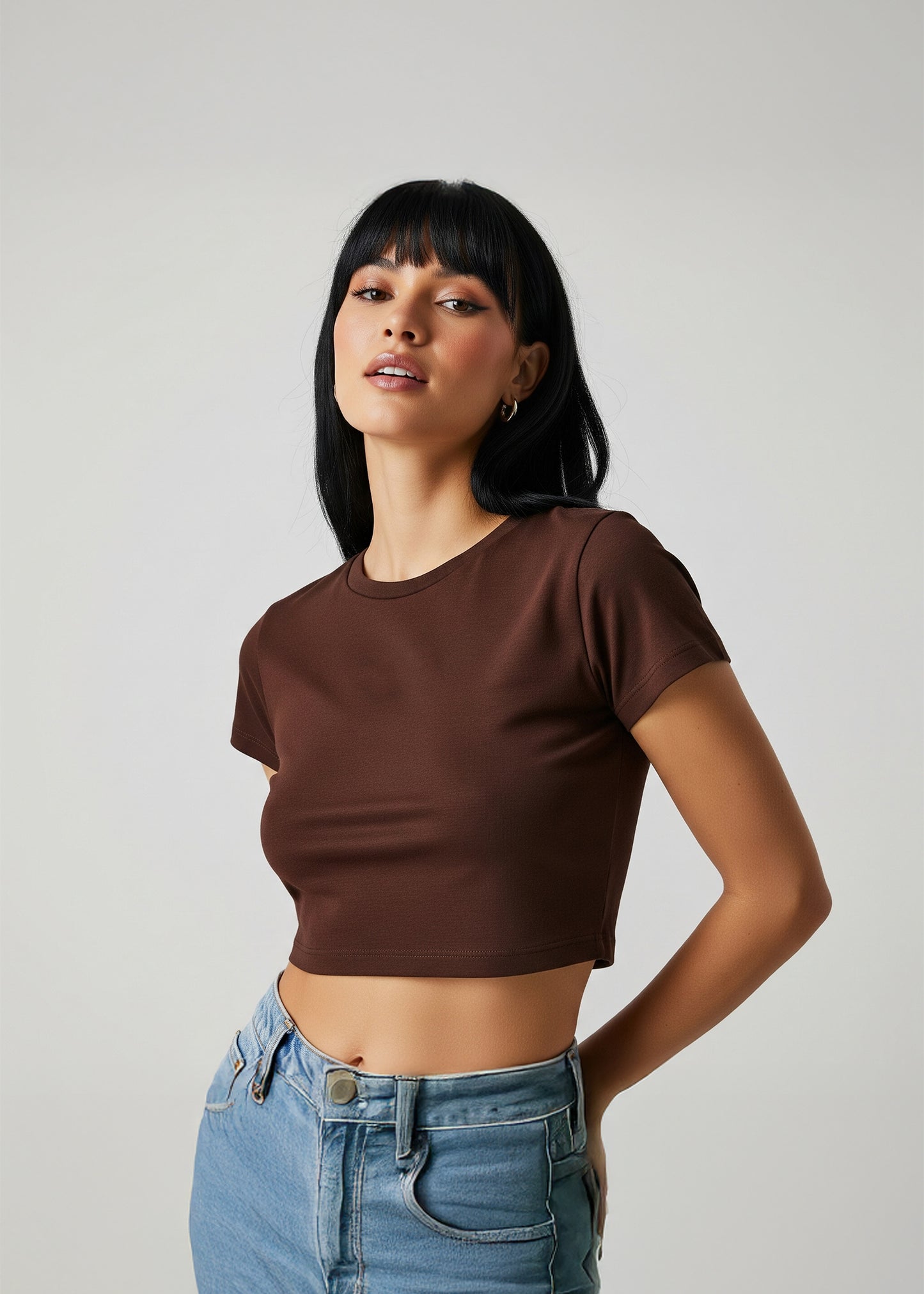 Elite Crop Tee - Chocobrown