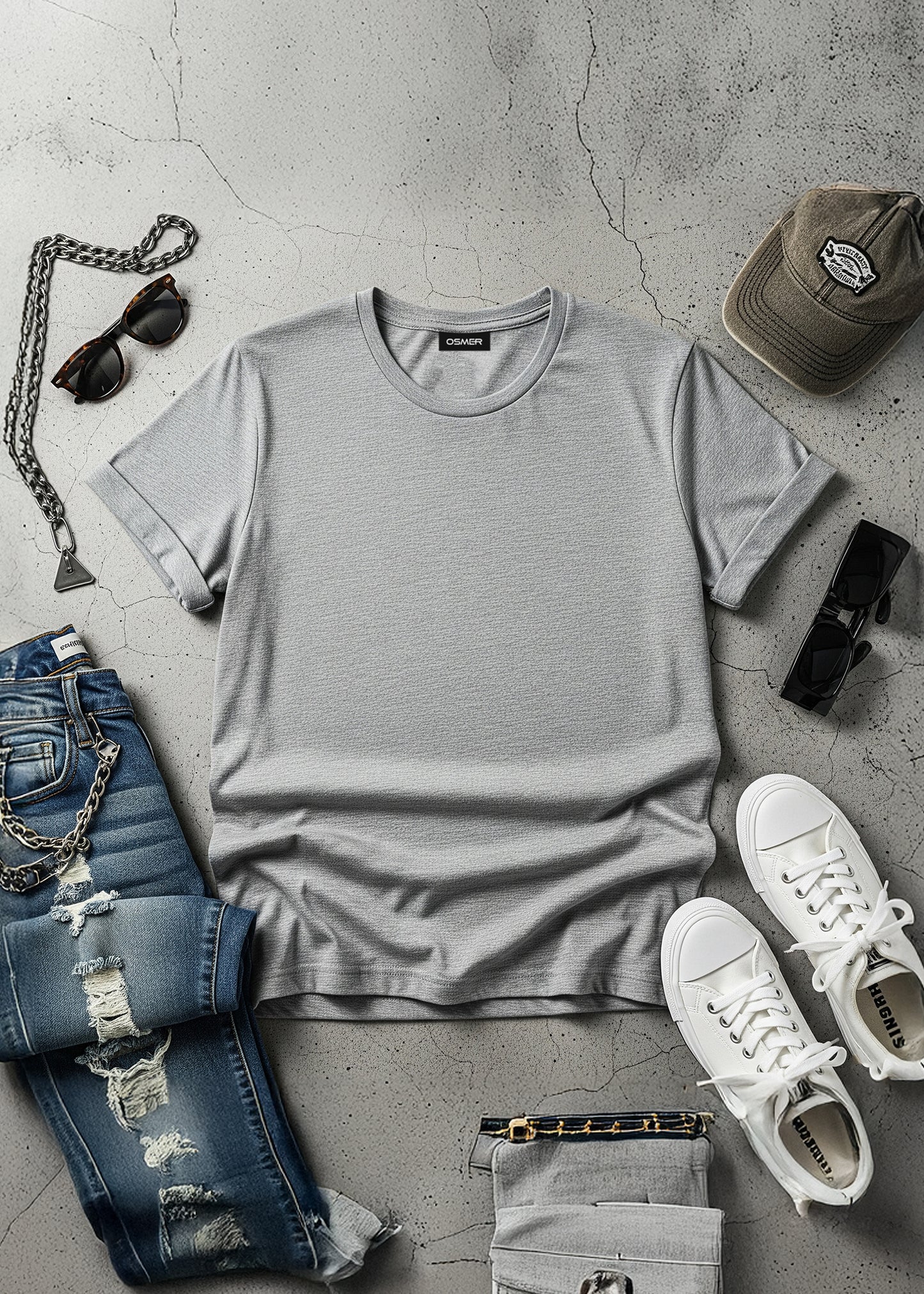 Premium Classic Crew Neck Tee - Grey