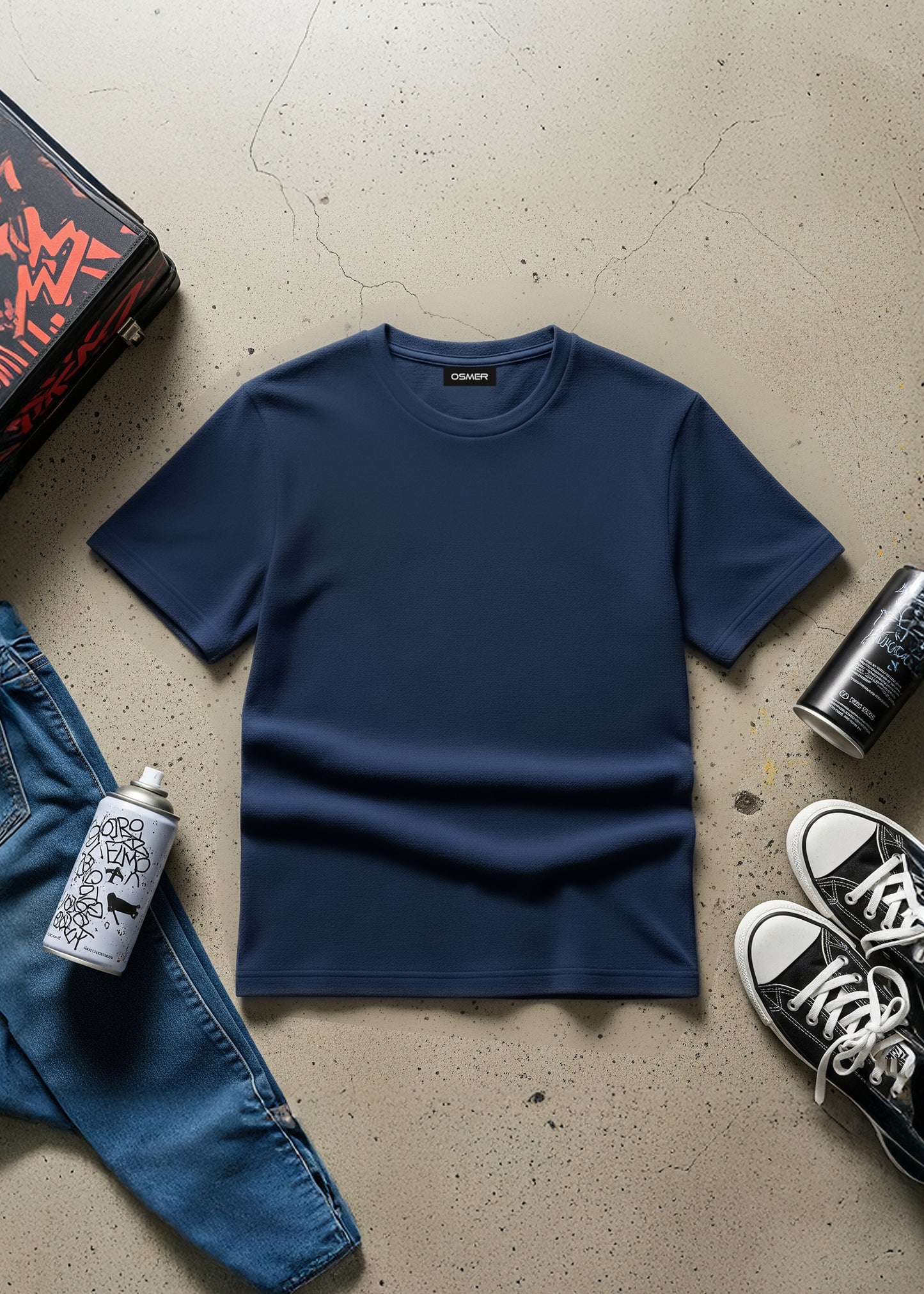 Premium Classic Crew Neck Tee - Navy Blue
