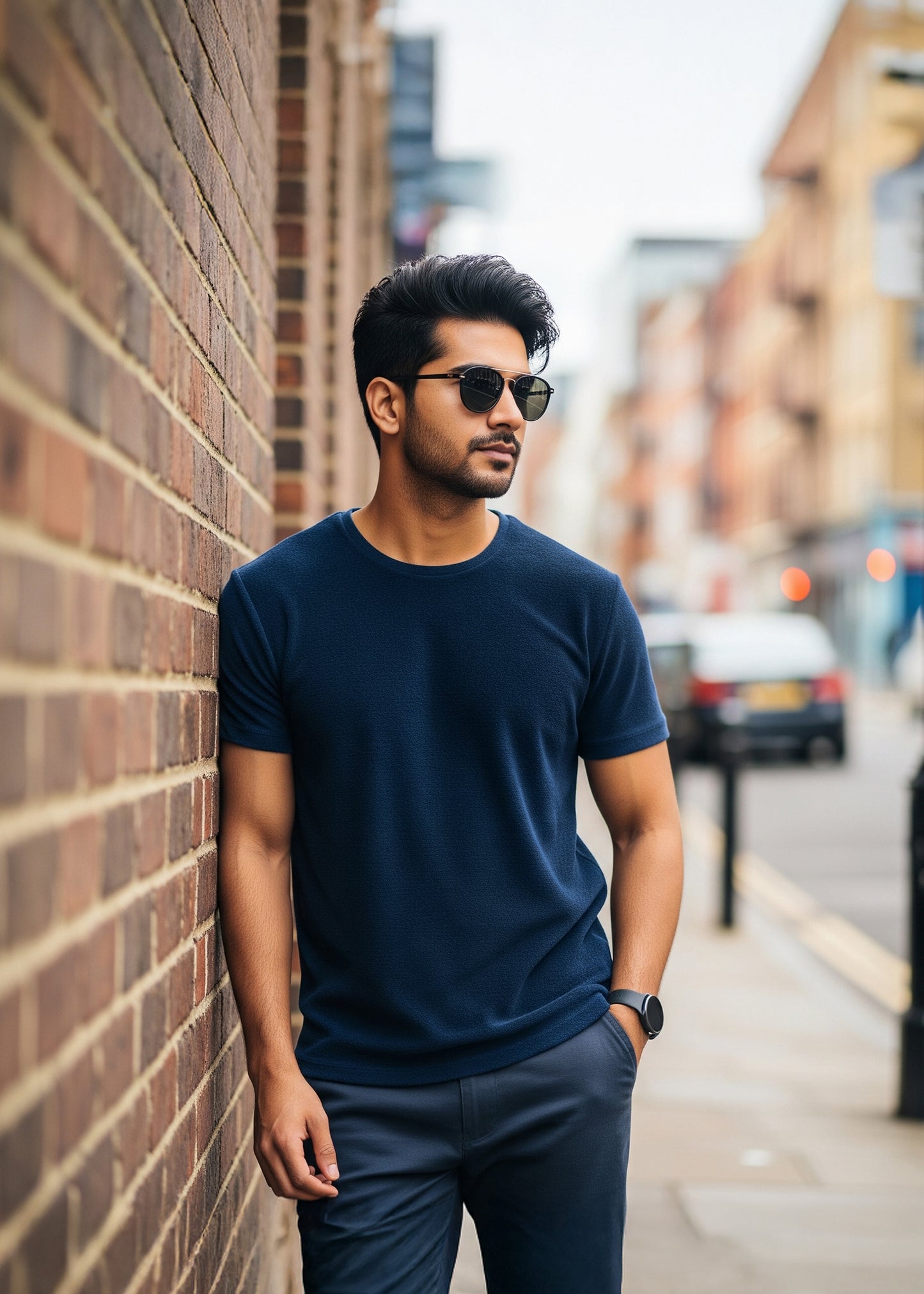 Premium Classic Crew Neck Tee - Navy Blue