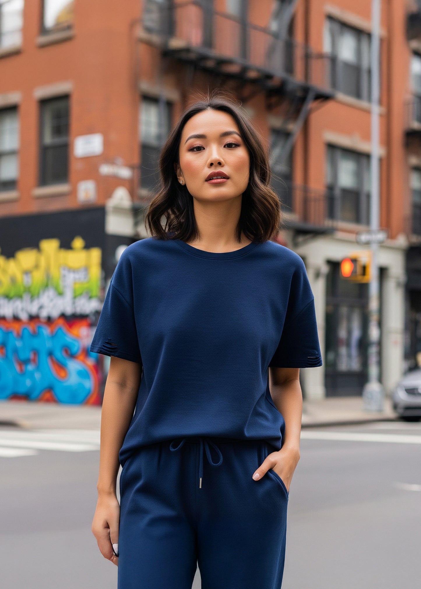 Premium Classic Crew Neck Tee - Navy Blue