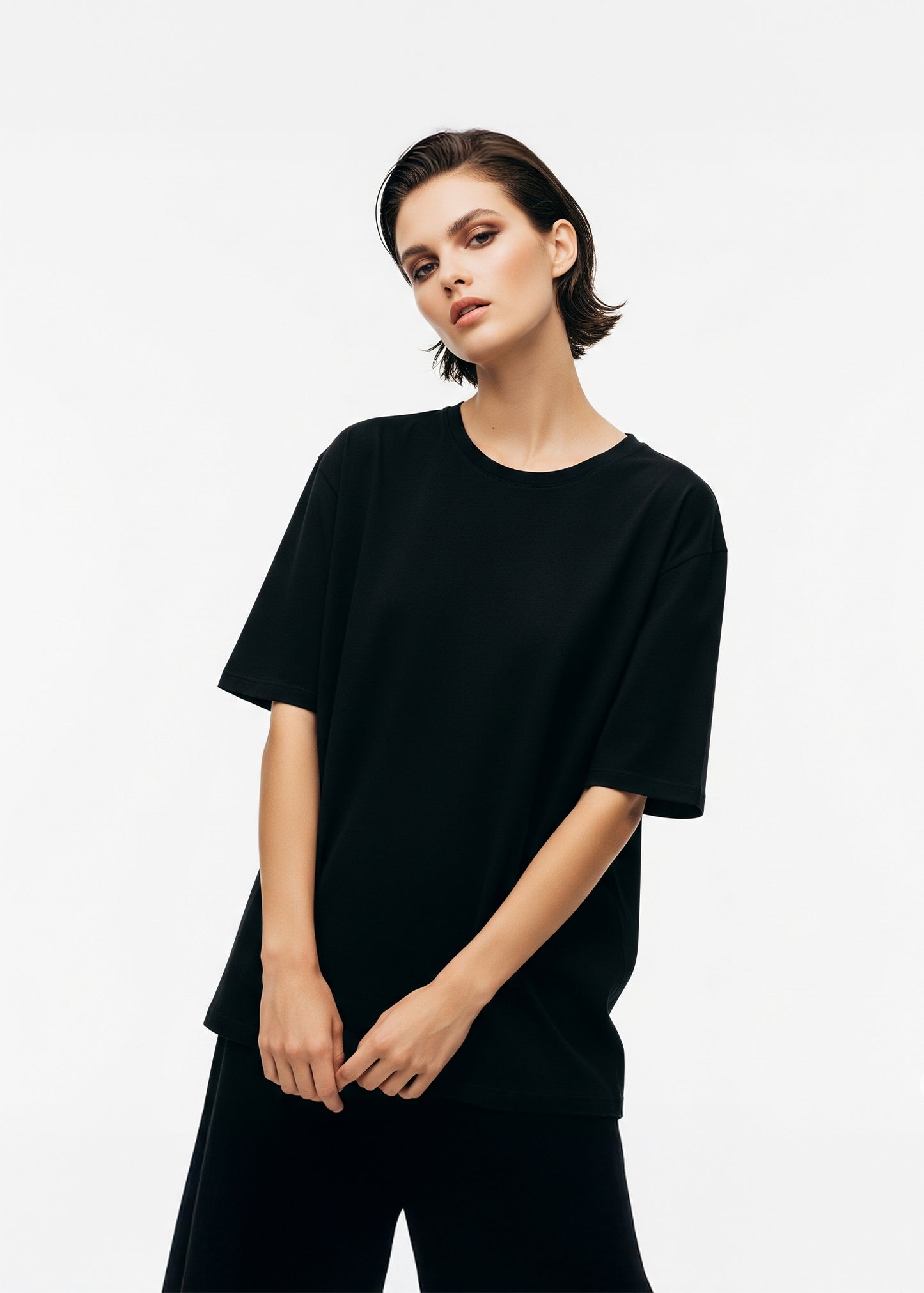Oversized Solid Tee - Black