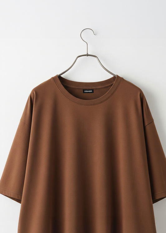 Oversized Solid Tee - Coffee Brown